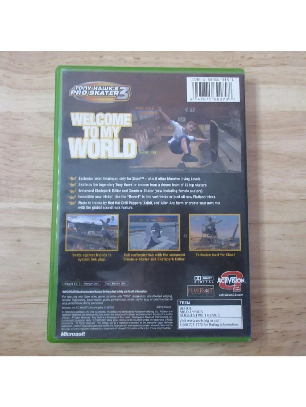 Tony Hawk's Pro Skater 3 Skateboarding (Microsoft Xbox, 2002) with Manual